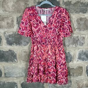 Zara Mini Dress Woman's‎ Medium NEW Pink Purple Colorful Metallic Layered Flirty